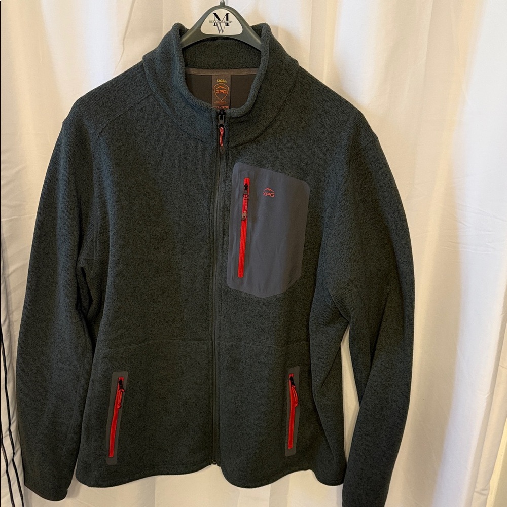 Cabela's Dark Gray Jacket with Red Accents